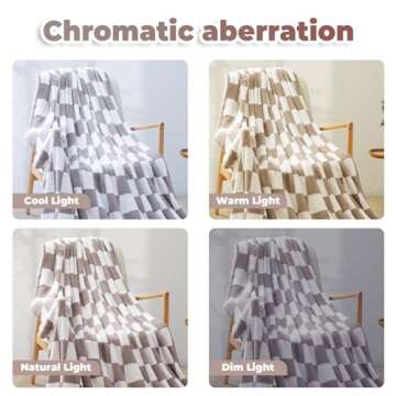 Cozy Khaki Checkered Blanket for Home and Travel