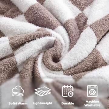 Cozy Khaki Checkered Blanket for Home and Travel
