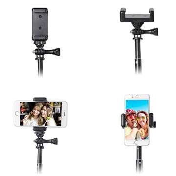HSU Extendable Selfie Stick， Waterproof Hand Grip for GoPro Hero 13/12/11/10/9/8/7/6/5/4, Handheld Monopod Compatible with Cell Phones, AKASO Campark Insta360 X4 X3 and Other Action Cameras
