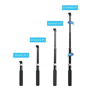HSU Extendable Selfie Stick， Waterproof Hand Grip for GoPro Hero 13/12/11/10/9/8/7/6/5/4, Handheld Monopod Compatible with Cell Phones, AKASO Campark Insta360 X4 X3 and Other Action Cameras