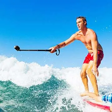 HSU Extendable Selfie Stick， Waterproof Hand Grip for GoPro Hero 13/12/11/10/9/8/7/6/5/4, Handheld Monopod Compatible with Cell Phones, AKASO Campark Insta360 X4 X3 and Other Action Cameras