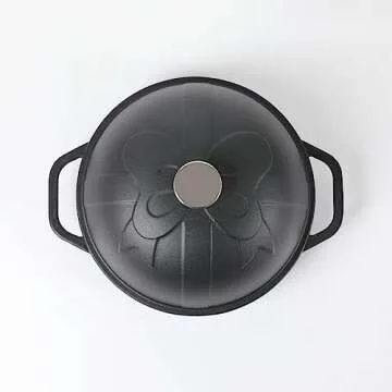 HAWOK Cast Iron Bread Oven with Cloche Lid, Dia.9.8inch/25cm, Sourdough Baking Pan, Pre-seasoned Black