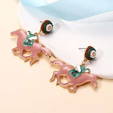 Horse Earrings Funny Kentucky Derby Race Horse Drop Dangle Earrings for Women Western Cute Horse Dangling Earrings Jewelry Gift for Horse Racing Fan