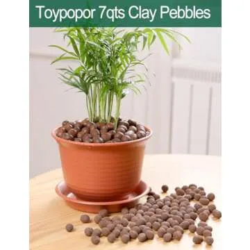 4qt Hydroponic Clay Pebbles, 8mm-12mm, Toypopor Natural Organic Expanded Grow Media for Hydroponics,...