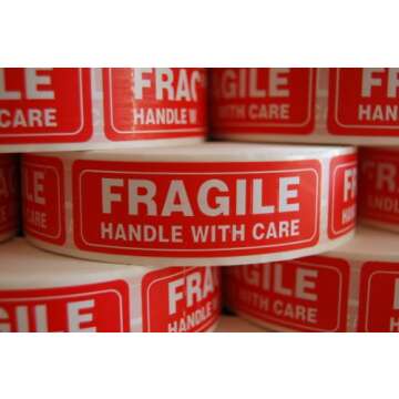 Pro TEK Fragile Sticker Handle with Care Shipping Labels-Self-Adhesive Stickers (500 (1" x 3"))