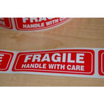 Pro TEK Fragile Sticker Handle with Care Shipping Labels-Self-Adhesive Stickers (500 (1" x 3"))