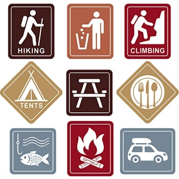 Blulu Camping Themed Party Decorations, 10-11.8 Inch Laminated Camping Sign Cutouts, Camping Theme P...