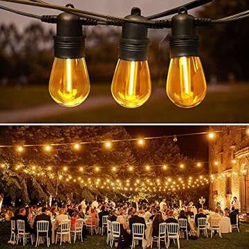 Baxstel Solar Lights Outdoor String Lights -50FT Vintage Edison 2W Shatterproof Bulbs Commercial Grade Weatherproof Strand (50ft)