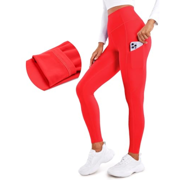 CRZ YOGA Thermal Fleece Lined Leggings Women 28'' - Cozy High Waisted Winter Leggings with Pockets