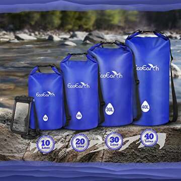 EcoEarth Waterproof Dry Bag (30L, Blue) - Roll Top Compression Dry Sack with Waist Straps Keeps Gear...