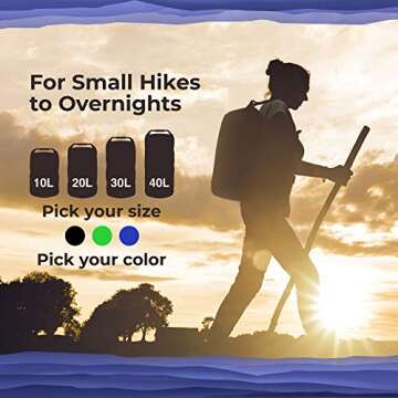 EcoEarth Waterproof Dry Bag (30L, Blue) - Roll Top Compression Dry Sack with Waist Straps Keeps Gear Dry for Kayaking, Beach, Rafting, Boating, Hiking, Camping, and Fishing with Waterproof Phone Case