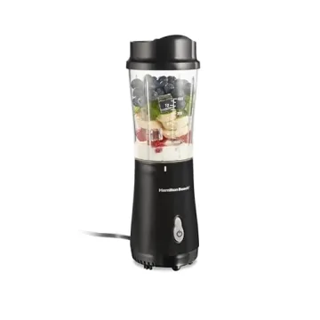 Hamilton Beach Portable Blender for Shakes and Smoothies with 14 Oz BPA Free Travel Cup and Lid, Dur...