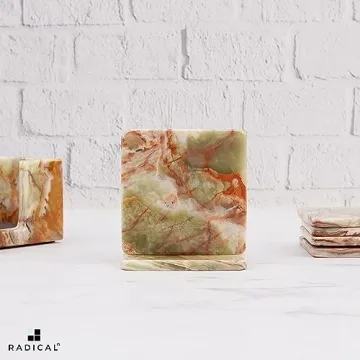 Stylish RADICALn Marble Coaster Set with Holder - Durable Decor