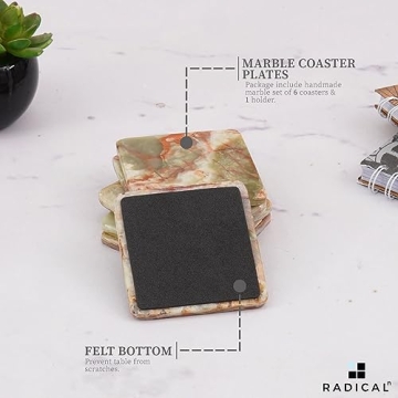 Stylish RADICALn Marble Coaster Set with Holder - Durable Decor