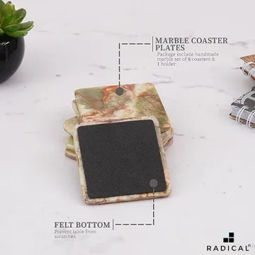 Stylish RADICALn Marble Coaster Set with Holder - Durable Decor