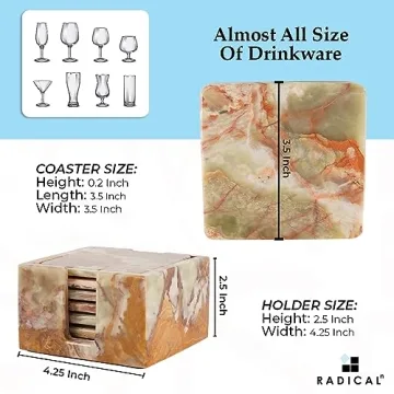 Stylish RADICALn Marble Coaster Set with Holder - Durable Decor