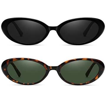 Verfimaci Retro Oval Sunglasses for Women Driving Fashion Cat Eye Glasses