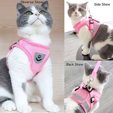 FEimaX Dog Harness and Leash Set for Walking, Soft Mesh Adjustable Easy Control Lightweight Cat Vest Harnesses with Reflective Strips, Escape Proof Small Dogs Cats Vests (Pink, X-Small)