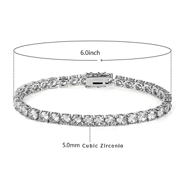 18k White Gold Plated Cubic Zirconia Tennis Bracelet