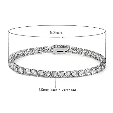 18k White Gold Plated Cubic Zirconia Tennis Bracelet