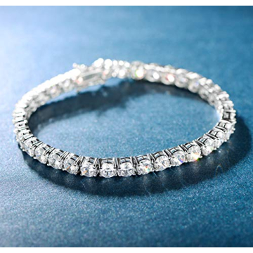 18k White Gold Plated Cubic Zirconia Tennis Bracelet