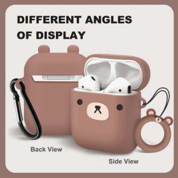 MOLOVA Holder for Airtag,Silicone 3D Cute Funny Cool Cartoon Character Kawaii Cover Shock Proof Compatiable with Airtags with Ring Rope Keychain(Brown Bear)