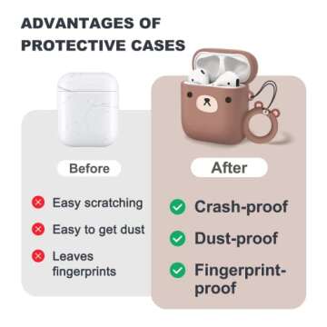 MOLOVA Holder for Airtag,Silicone 3D Cute Funny Cool Cartoon Character Kawaii Cover Shock Proof Compatiable with Airtags with Ring Rope Keychain(Brown Bear)