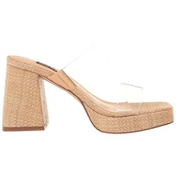 Nine West Women's TILAH Heeled Sandal, Clear/Barely Nude 111, 9