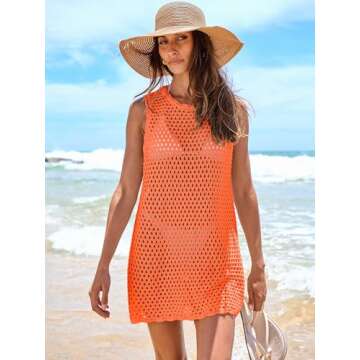 ANRABESS Womens Swimsuit Cover Up Sleeveless Knit 2025 Summer Outfits Swimwear Bathing Suit Coverup ...