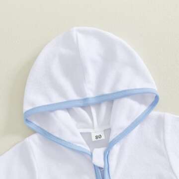 Mobbdow Toddler Baby Boy Girl Swim Cover Up Towel Terry Zipper Hooded Tops Seersucker Shorts Set Beach Bathing Suit Coverup (Blue, 3-4T)