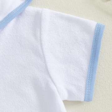 Mobbdow Toddler Baby Boy Girl Swim Cover Up Towel Terry Zipper Hooded Tops Seersucker Shorts Set Beach Bathing Suit Coverup (Blue, 3-4T)