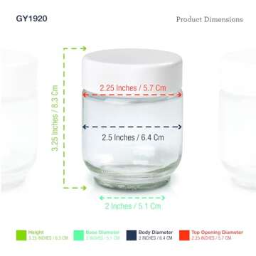 Euro Cuisine GY1920 Glass Jars with Lids for Yogurt Maker, Clear, 6 Ounce, Set of 8 6oz Glass Jars f...