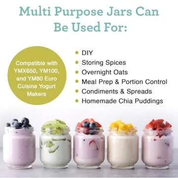 Euro Cuisine Glass Jars for Yogurt Maker Set of 8