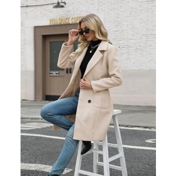 Bankeng Women's Stylish Wool Blend Winter Coat - Cream