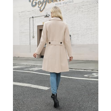 Bankeng Women's Stylish Wool Blend Winter Coat - Cream