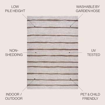 JONATHAN Y SMB125A-5 Colonia Berber Stripe Indoor Outdoor Area-Rug Bohemian Contemporary Easy-Cleani...