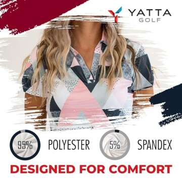 YATTA GOLF Women's Birdie Dropper V-Neck Short Sleeve Polo Shirt