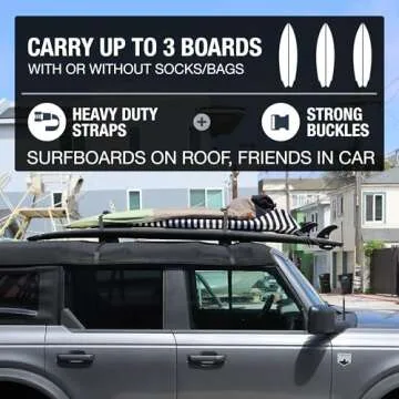 Ho Stevie! Surfboard Roof Rack - Fits Any Car, Holds 3 Boards
