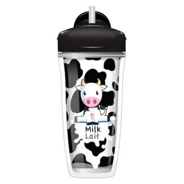 Playtex Sipsters Stage 3 Milk and Water Spill-Proof, Leak-Proof, Break-Proof Insulated Toddler Straw Sippy Cup Set, 9 Ounce - 2 Count