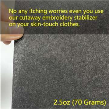 Black Cut Away Embroidery Stabilizer Backing (10 in x 50 yd Roll), Seneme Stabilizer for Embroidery Medium Weight 2.5oz Cutaway Embroidery Stabilizers for Machine Embroidery Stabilizer and Hand Sewing