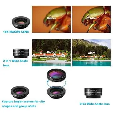 Cell Phone Camera Lens Attachment Kit, EZVING 4 in 1 HD 12X Optical Telescope Lens Fisheye Wide Angle Macro Lens w/Universal Clip Tripod iPhone 6/7/6s Plus,Samsung,Google,LG and Other Smart Phones