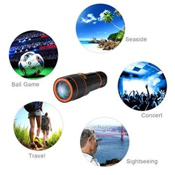 Cell Phone Camera Lens Attachment Kit, EZVING 4 in 1 HD 12X Optical Telescope Lens Fisheye Wide Angle Macro Lens w/Universal Clip Tripod iPhone 6/7/6s Plus,Samsung,Google,LG and Other Smart Phones