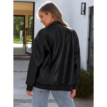 Trendy AUTOMET Women’s Faux Leather Bomber Jacket