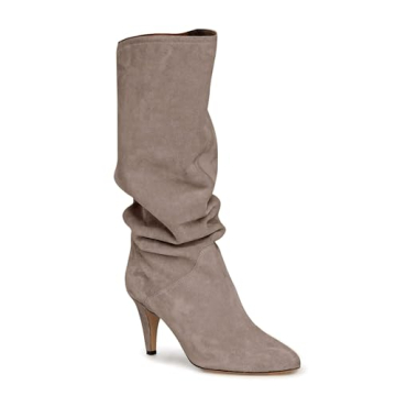 Womens Slouchy Knee High Boots Wide Calf Kitten Heel Pointed Toe Pull On Long Boots Winter Shoes Tau...