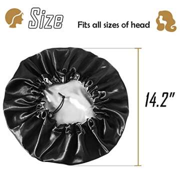 2 Pcs Satin Bonnet Silk Bonnets,Double-Sided Adjustable Sleep Cap for Long Curly Hair,Natural Braids,Big Hair(Black+Khaki)