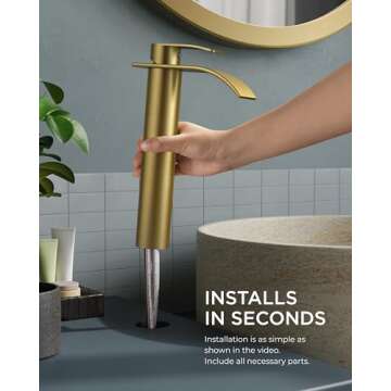 FORIOUS Waterfall Bathroom Vessel Sink Faucets with Metal Pop up Drain and Lead-Free cUPC Hose, Mate Black Single Handle Tall Bathroom Faucet 1 Hole, 11inch for Bath,Vessel