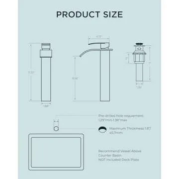 FORIOUS Waterfall Vessel Sink Faucet in Matte Black