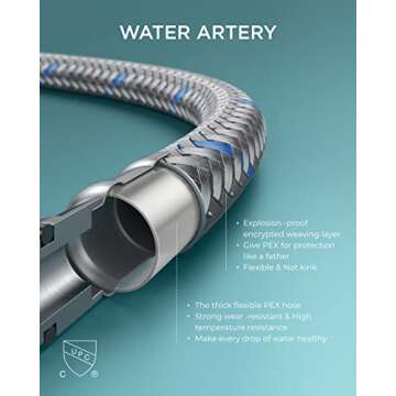 FORIOUS Waterfall Bathroom Vessel Sink Faucets with Metal Pop up Drain and Lead-Free cUPC Hose, Mate Black Single Handle Tall Bathroom Faucet 1 Hole, 11inch for Bath,Vessel