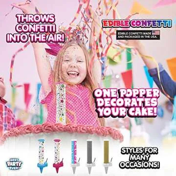 BEST PARTY EVER! Confetti Candle Cake Topper, Shower Your Cake in Edible Confetti Sprinkles, Fun Way to Celebrate Birthdays, Parties and More, 2-Pack, Pink