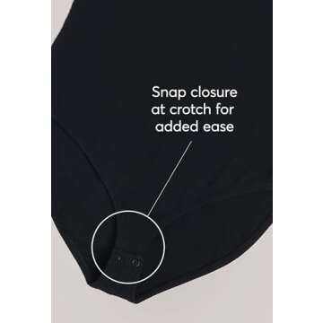 Pact Women's Organic Cotton Snap Crotch Scoop Neck Bodysuit, Sleeveless Stretch Fitted Tank Top